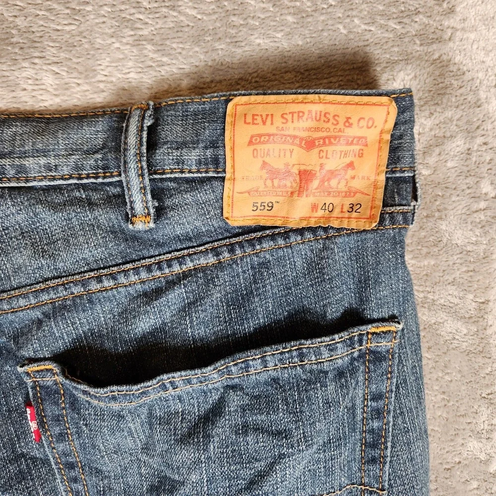 Levi's 559 Jeans Men's 42X31 (Tag 40X32)‎ Blue Relaxed Straight Red Tab Pre-Own